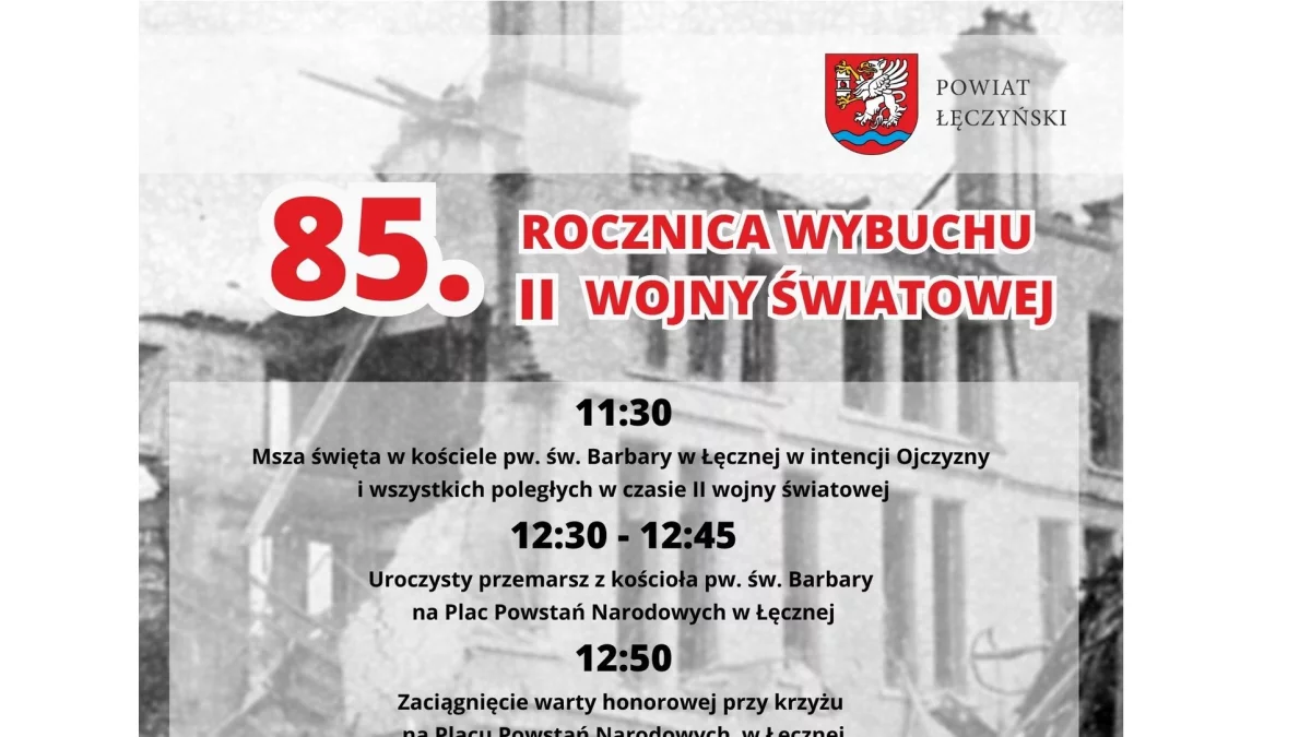 Łęczna: Obchody 85. rocznicy wybuchu II wojny światowej - Zdjęcie główne