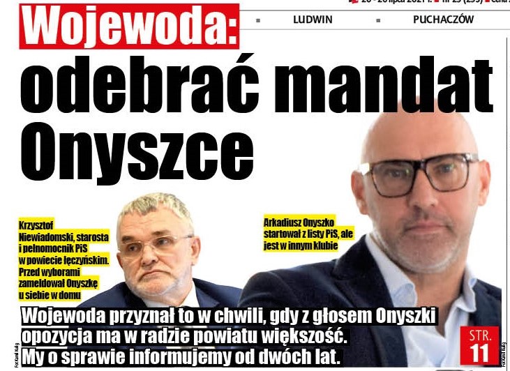 Wojewoda: odebrać mandat radnemu Onyszce - Zdjęcie główne