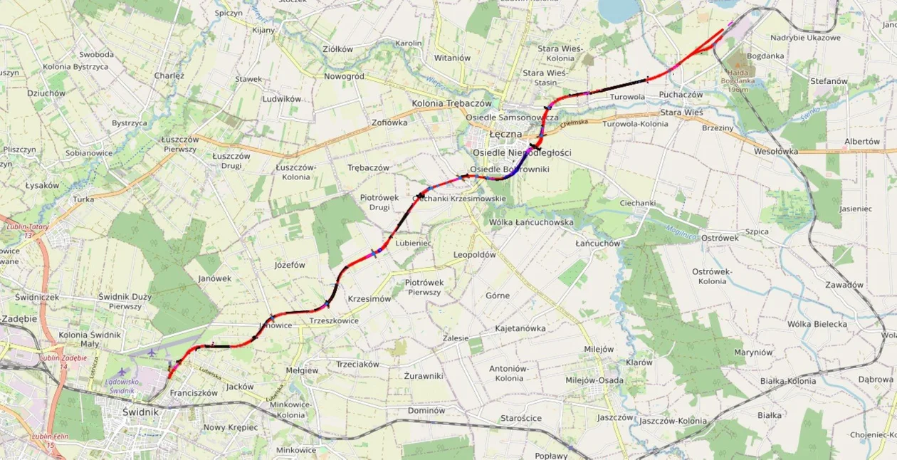 Oto plan linii kolejowej z Bogdanki do lotniska w Świdniku - Zdjęcie główne