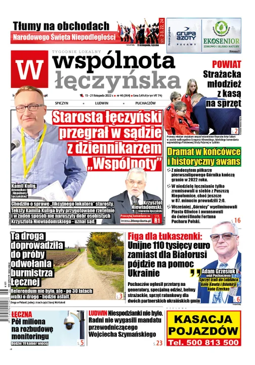 Najnowszy numer Wspólnoty Łęczyńskiej (15 listopada 2022) - Zdjęcie główne