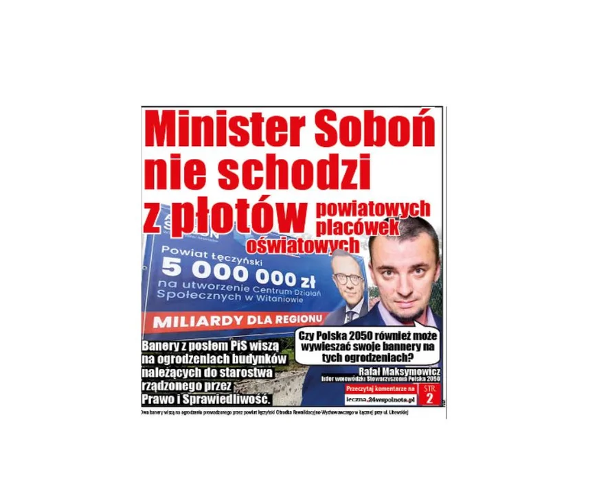 Powiat łęczyński: Minister Soboń nie schodzi z płotów powiatowych placówek oświatowych - Zdjęcie główne